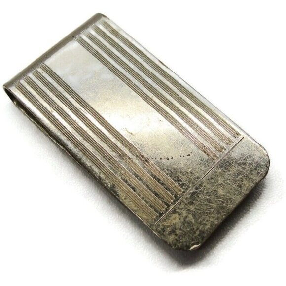 Etched Lines Money Clip Stainless Steel Wallet Credit Card Cash ID Holder - Picture 1 of 5